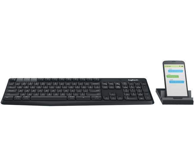 Bàn phím không dây Logitech K375s có kèm giá đỡ linh hoạt - USB Unifying, Kết nối 3 thiết bị, phím gõ thoải mái không ồn, phù hợp Laptop/Điện thoại/Tablets