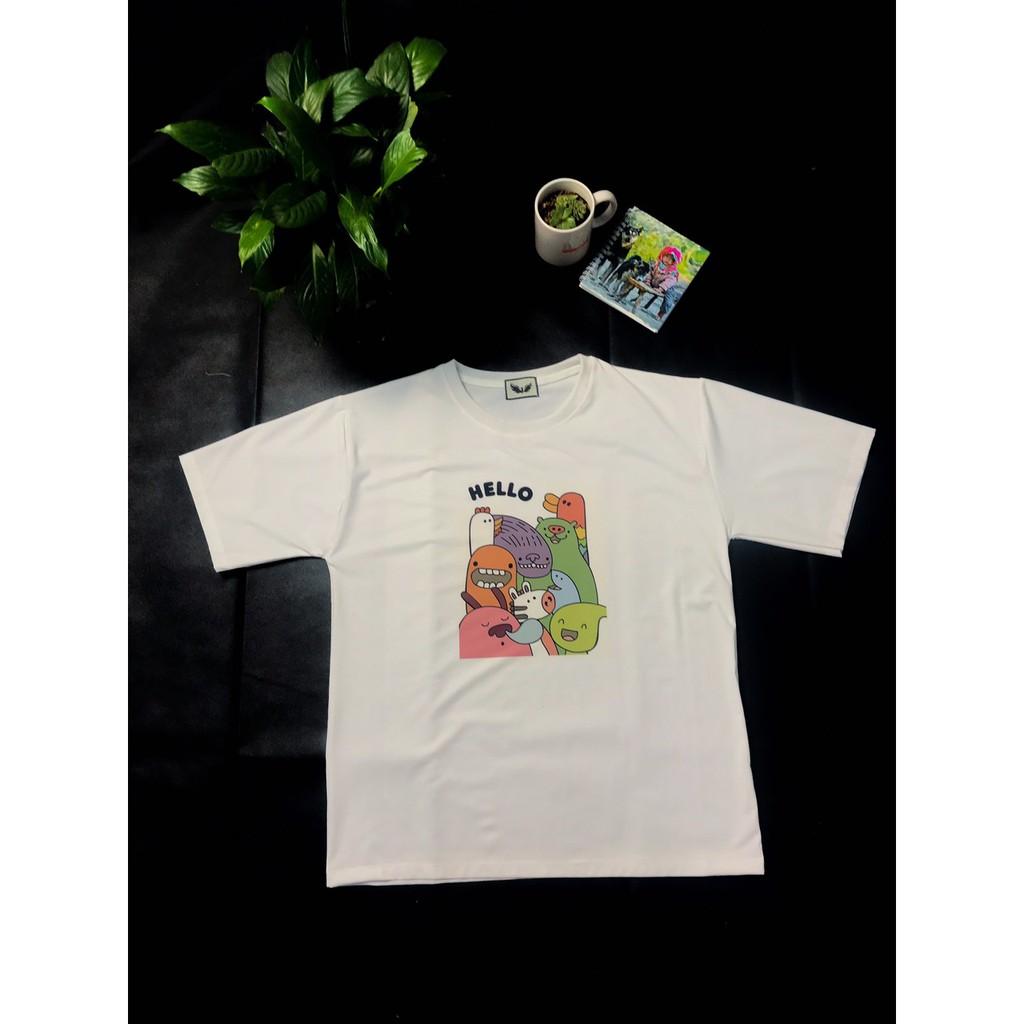 Áo Thun Unisex Form Rộng Tay Lỡ In Hoạt Hình