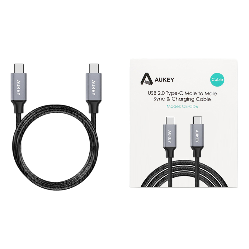 Dây Cáp Sạc USB Type-C Ra USB Type-C Aukey CB-CD6 2.0m - Hàng Chính Hãng