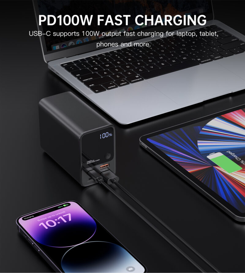 Pin dự phòng Choetech B635 công suất cao 222.5W  dung lượng 27000mAh sạc nhanh màn hình LED hiển thị (hàng chính hãng)