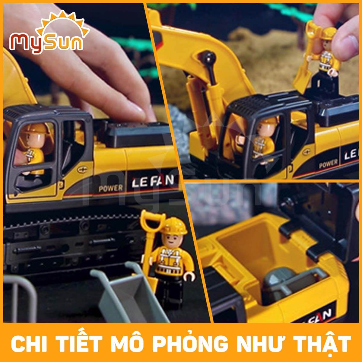 Mô hình xe ô tô công trình máy cần cẩu, máy múc xúc đất đồ chơi trẻ em loại to giá rẻ cho bé