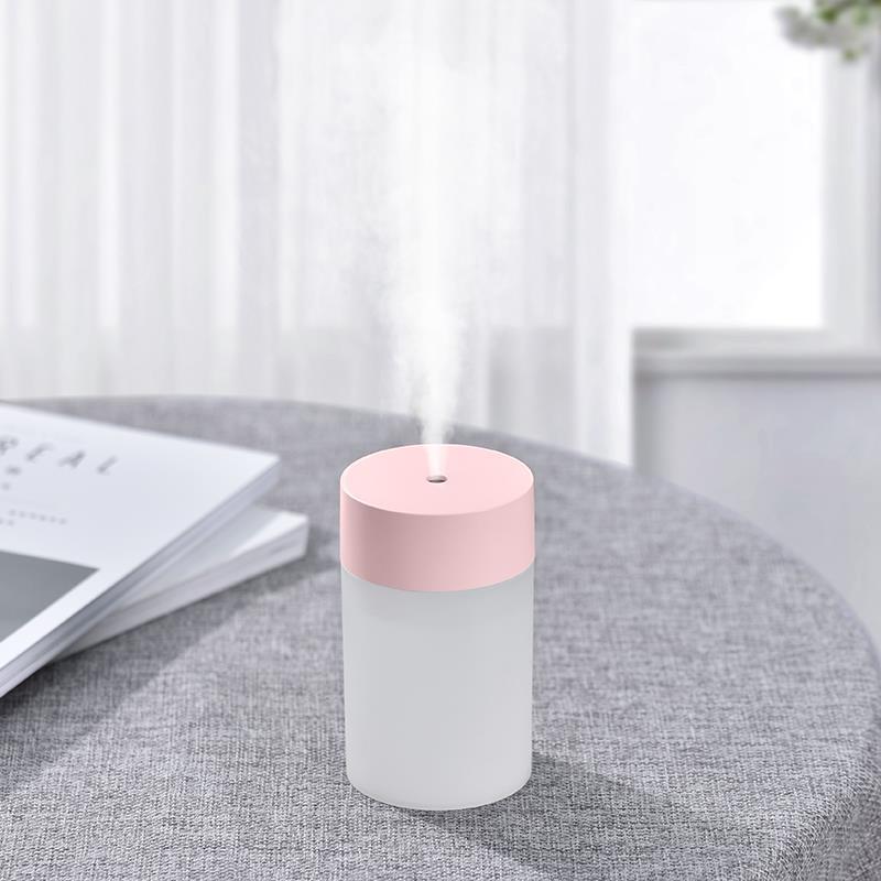 Máy Phun Sương Tạo Ẩm Mini Hình Trụ 260ml Khuếch Tán Tinh Dầu Thơm Phòng Có Đèn Led Đổi Màu Làm Đèn Ngủ Trang Trí