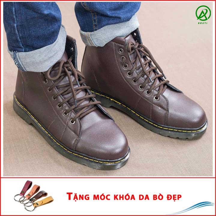 Giày Boot Nam Cao Cổ Khâu Đế Màu Nâu Cực Chất -Giày Boot Nam Cao Cổ Khâu Đế Màu Nâu Cực Chất M91(K)-Kèm Móc Khóa Da Bò