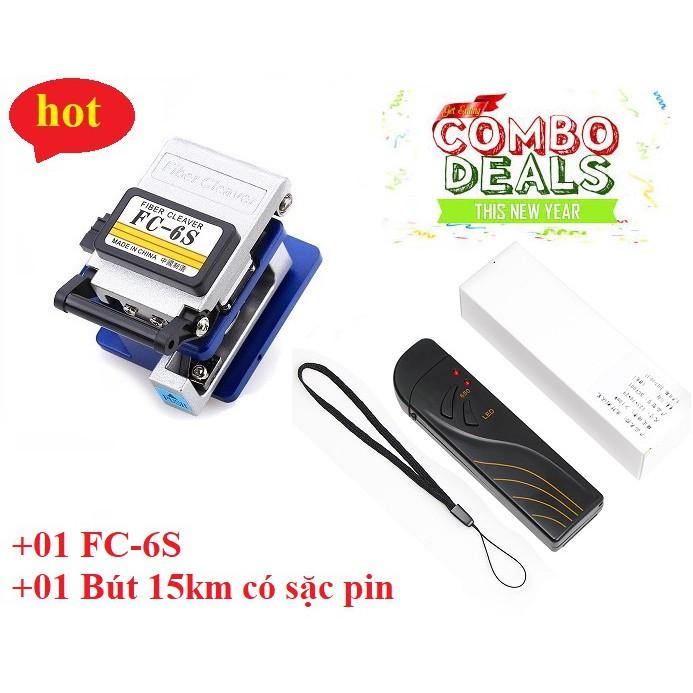 Bộ Combo: Dụng cụ cắt sợi quang FC-6S + Bút soi lỗi sợi quang 15km có sặc pin