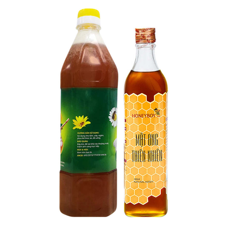 Combo Mật Ong Thiên Nhiên Honeyboy (500ml) + Mật Ong Thô Honeyboy (1L)