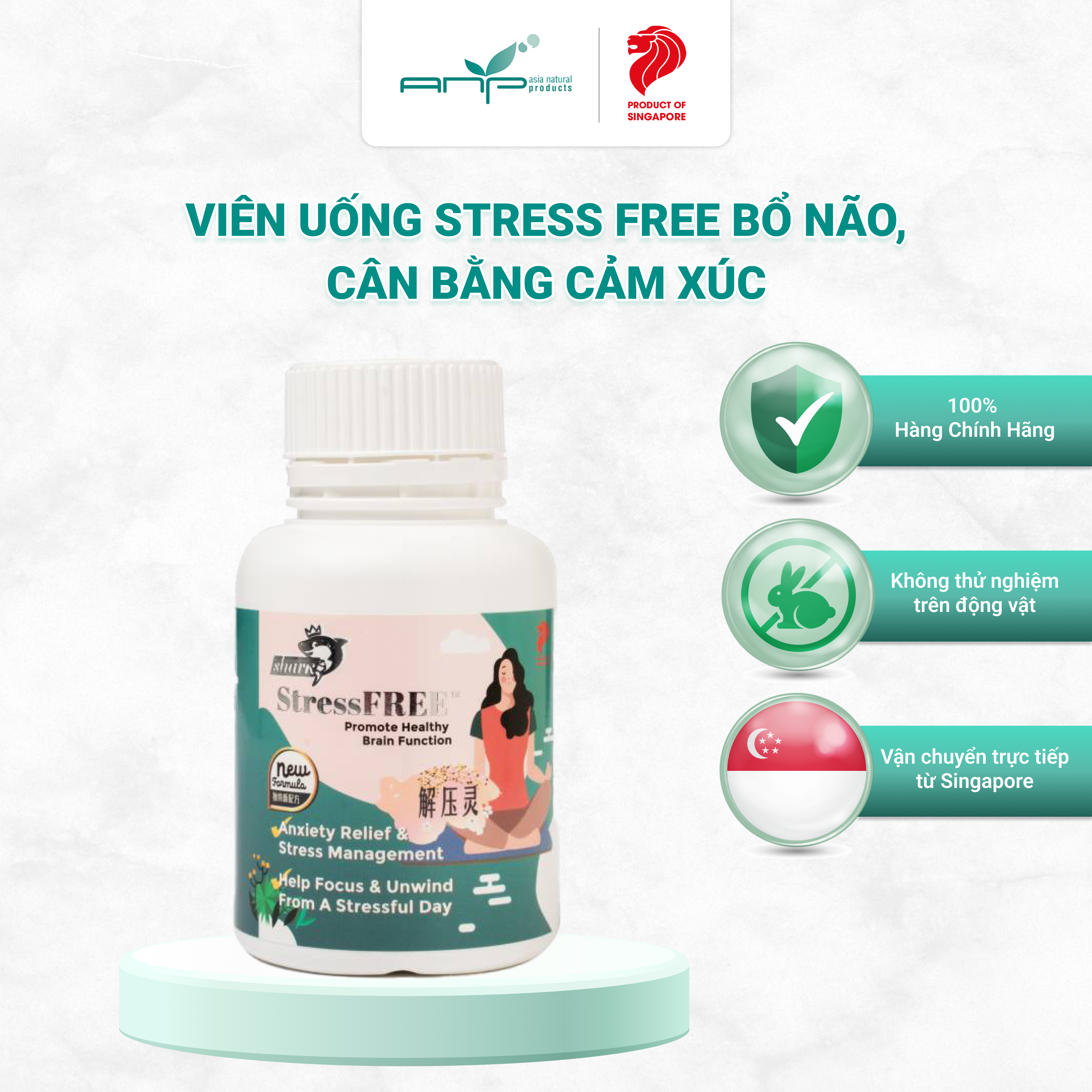 Viên Uống Giảm Căng Thẳng Hỗ Trợ Cân Bằng Cảm Xúc Stress Free Giúp Tăng Cường Sự Tập Trung Và Sức Khỏe Cho Não