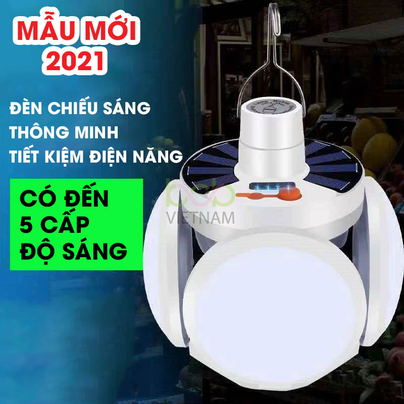 Đèn Led Tích Điện Năng Lượng Mặt Trời 4 Cánh 40w Hiển Thị Dung Lượng Pin