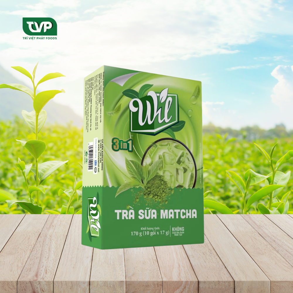 Trà sữa hòa tan matcha Wil 3 in 1 bổ sung năng lượng giải khát hộp 170g