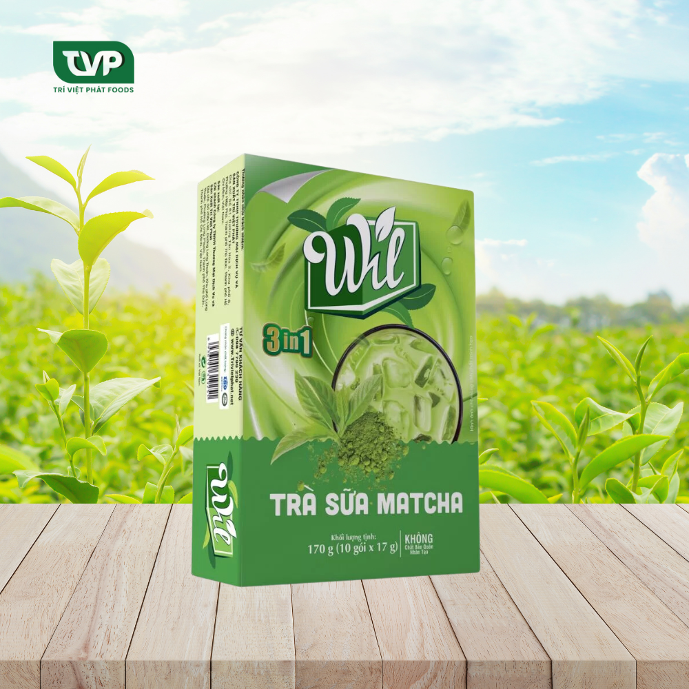 Trà sữa hòa tan matcha Wil 3 in 1 bổ sung năng lượng giải khát hộp 170g (10 gói x 17g)