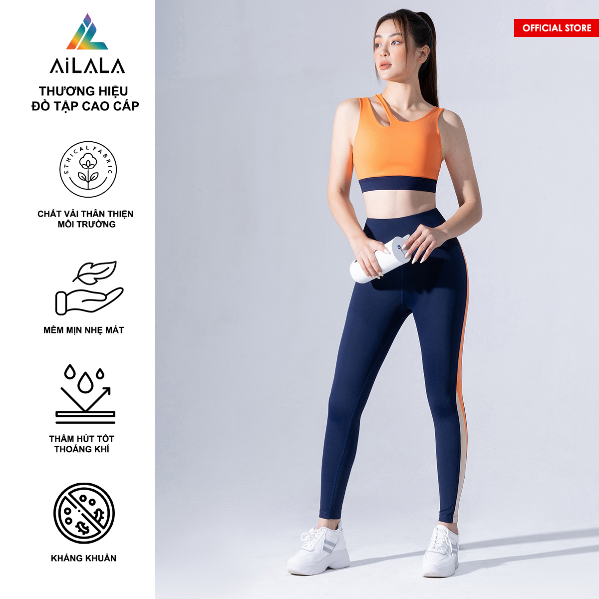 Bộ quần áo thể thao nữ AiLALA LUX49, Đồ tập Yoga Gym Pilates, chất vải Hi-tech cao cấp