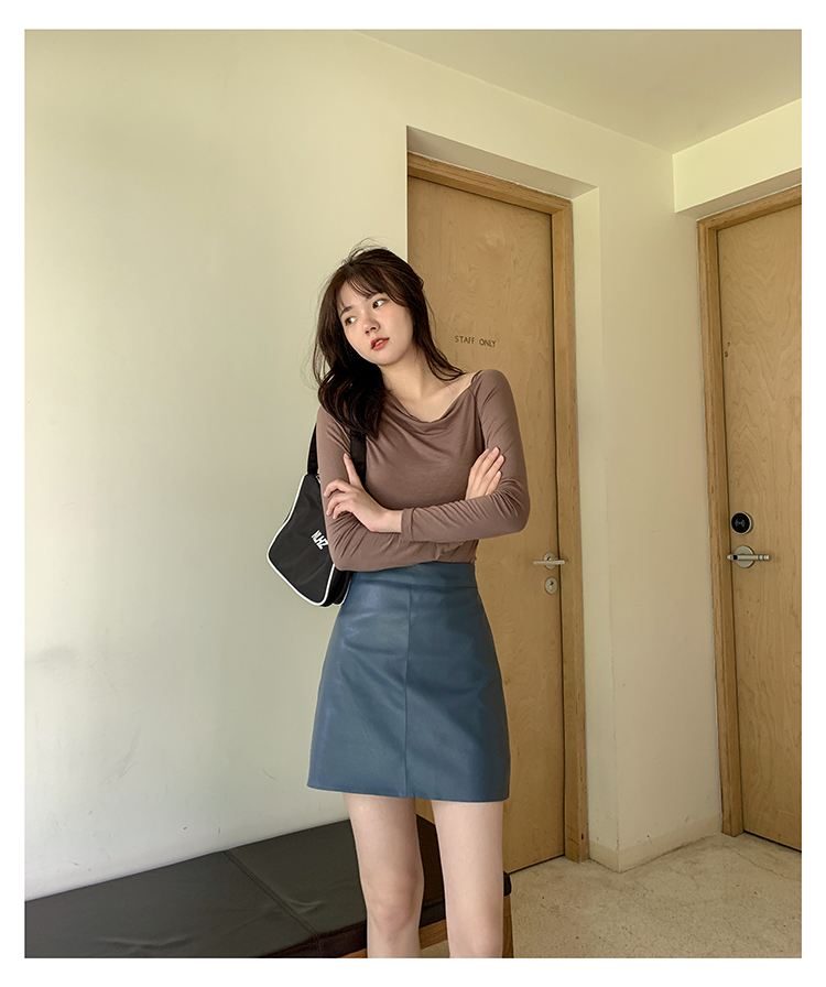 Chân váy ngắn bigsize nữ dáng chữ A chất da quảng châu cao cấp Chân váy da nữ lưng cao có quần trong form dáng hàn quốc