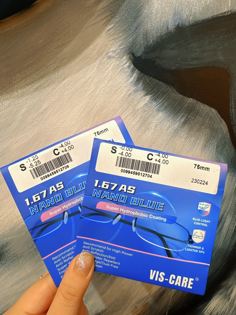 Tròng kính siêu mỏng 1.67 cận/viễn/loạn chống ánh sáng xanh phủ nano thời trang OURESS