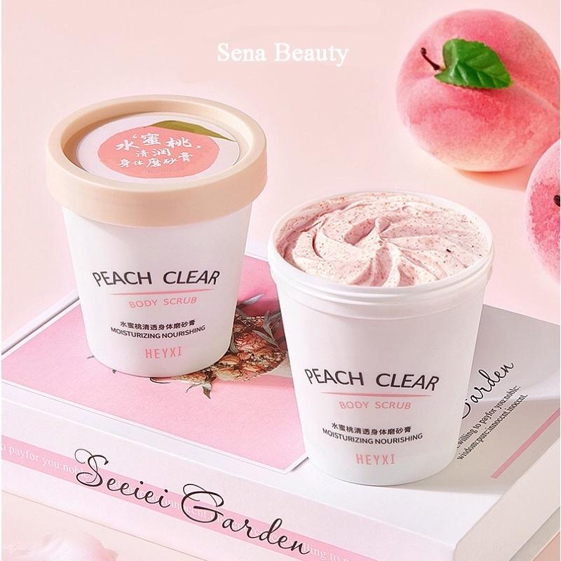 Một hũ tẩy da chết body đào Heyxi Peach Clear Body Scrub 200G Senabeauty