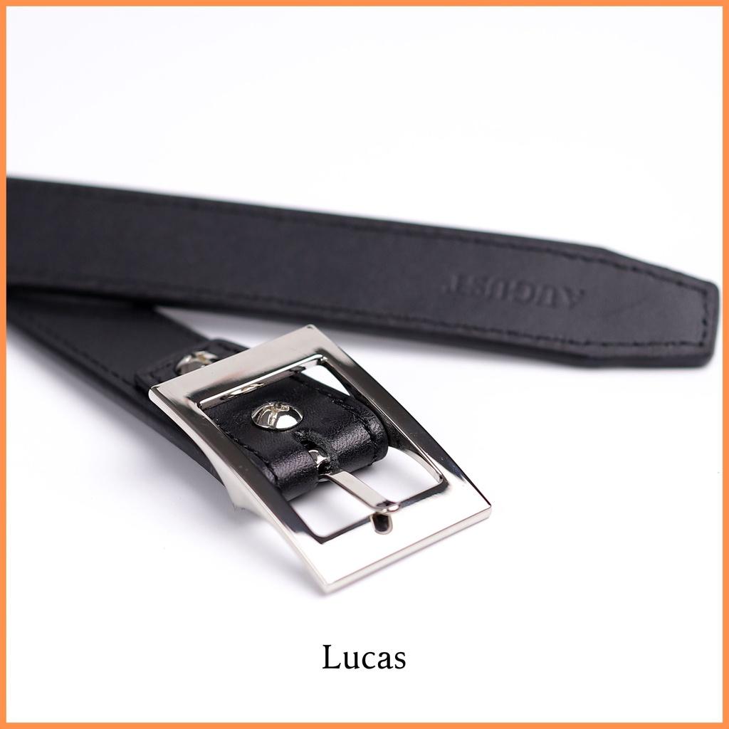Thắt lưng da bò Lucas nhập khẩu hàng hiệuAugust mặt dây 2.5cm, hợp kim cao cấp, lỗi 1 đổi 1