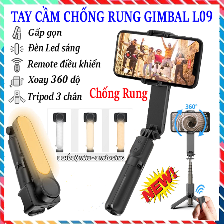 Gậy chụp ảnh chống rung gimbal điện thoại L09/L08, Gymbal điện thoại quay video chống rung hiệu quả