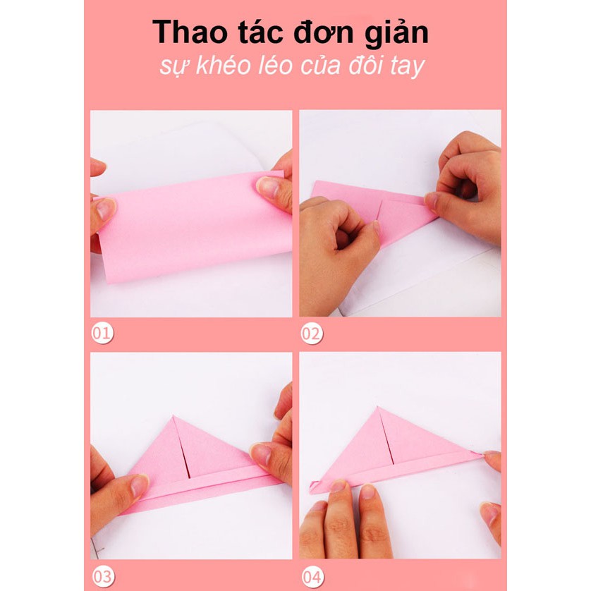 Set 100 tờ giấy gấp Origami nhiều kích thước dùng để làm thủ công, gấp hạc, gấp hoa