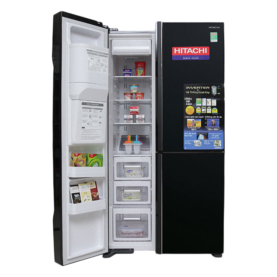 Tủ Lạnh Side By Side Inverter Hitachi RM700GPGV2GBK (584L) Đen Hàng chính hãng Tủ lạnh
