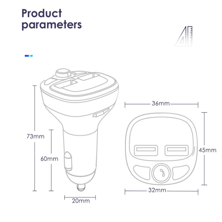 Tẩu nghe nhạc MP3 kiêm sạc nhanh thương hiệu Hyundai HY-87 - Tích hợp 2 cổng USB: 1 cổng sạc nhanh QC3.0, 1 cổng sạc 2.4A - HÀNG NHẬP KHẨU