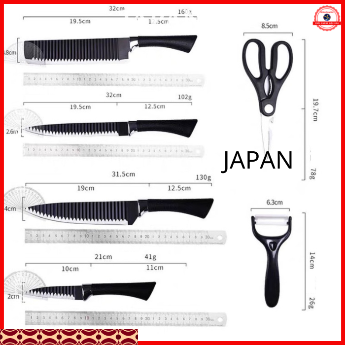 Bộ dao nhà bếp 6 món ASAKH JAPAN cao cấp