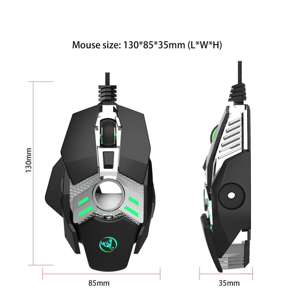 Hình ảnh HXSJ J200 Wired Gaming Mouse Seven-key Macro Programming Settings Mouse with Four Adjustable DPI RGB Light Grey