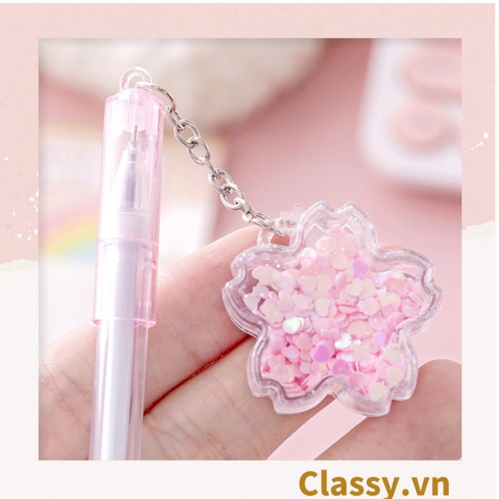 Bút gel Classy 0.5mm màu hồng, đính kèm bông hoa, tùy chọn cho sinh viên/nhân viên văn phòng PK1200