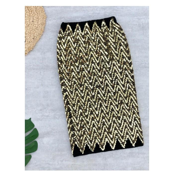 Chân váy đính kim sa zizac mặc 2 kiểu VAY46 chất liệu co giãn free size
