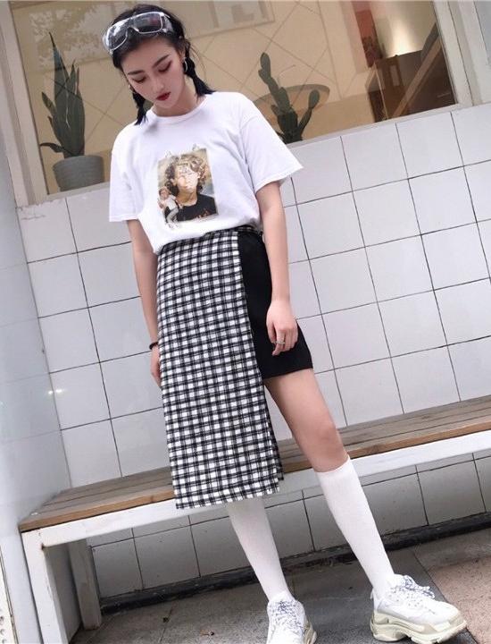 Chân váy phối caro độc lạ Mã: VN726