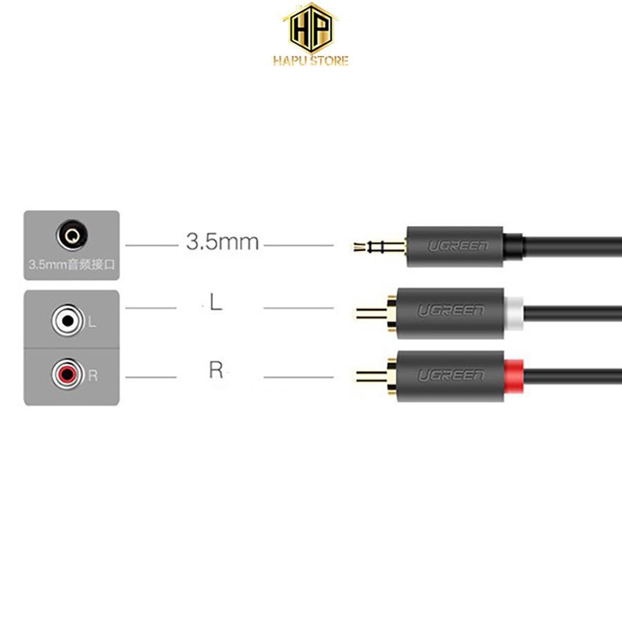 Cáp âm thanh 3.5mm ra 2 hoa sen Ugreen 10514 dài 10M chính hãng - Hàng Chính Hãng