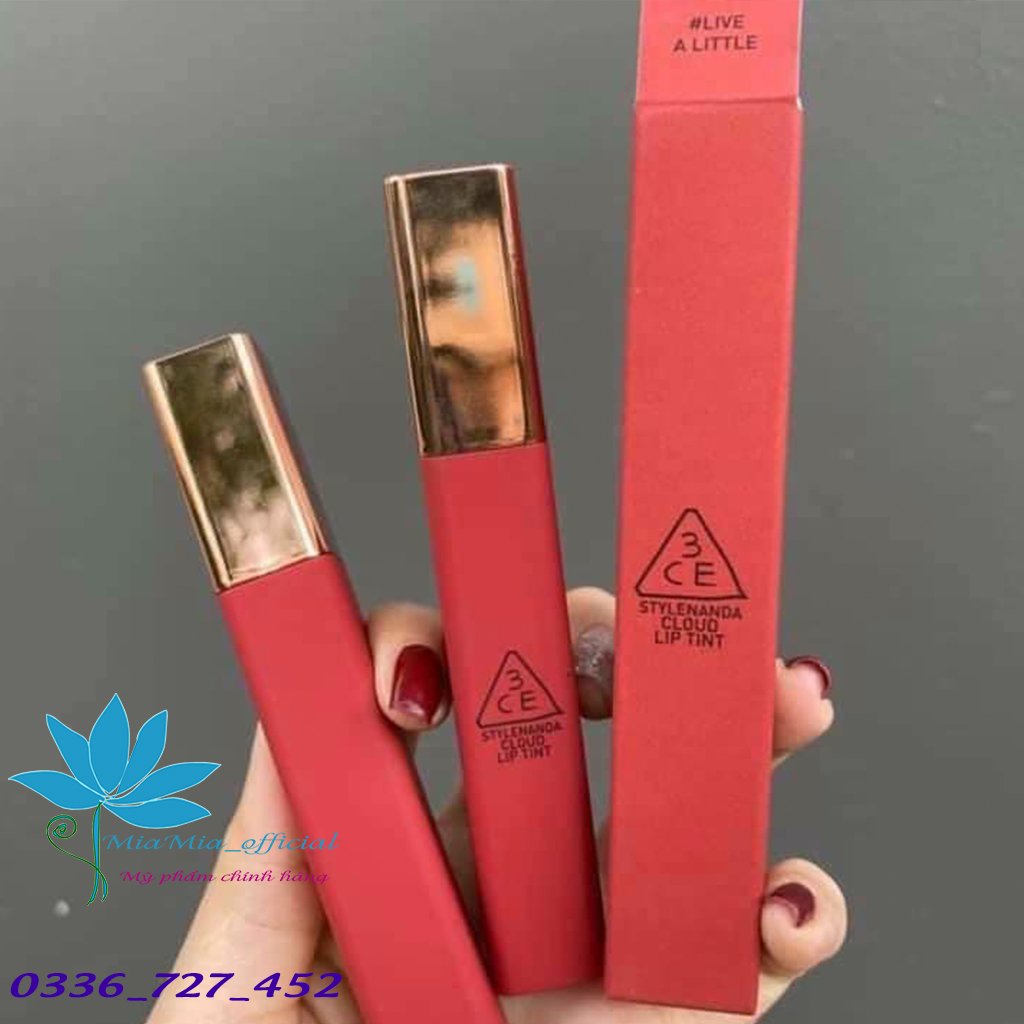 Son Kem Lì 3CE Cloud Lip Tint Live A Little Màu Đỏ Đất Ấm Áp