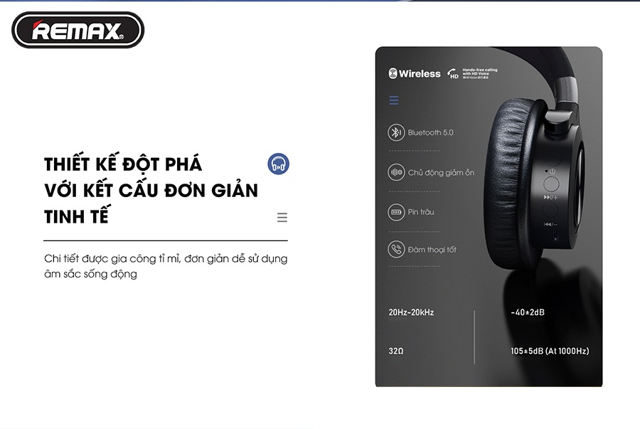 Tai nghe Bluetooth chụp tai Remax RB-650HB - Hàng chính hãng