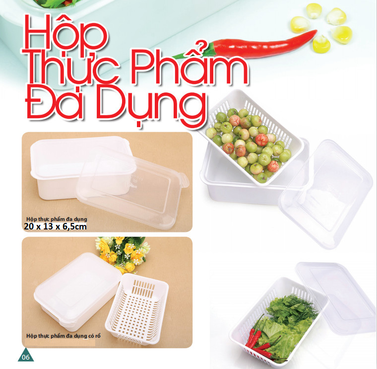 Hộp đựng Thực Phẩm Đa Dụng Có Rổ Kèm Nắp Đậy Tiện Dụng 20 x 13CM