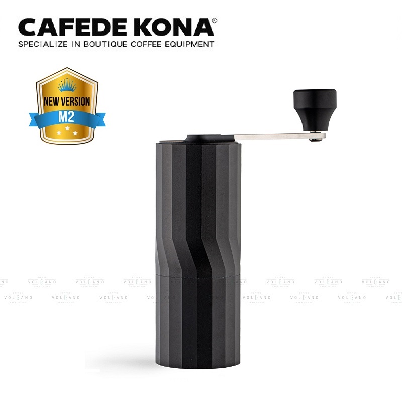 Cối xay tay M2 pro cà phê lưỡi thép CNC thân nhôm khắc vân kim cương CAFE DE KONA