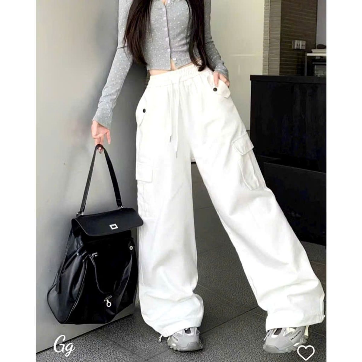 Quần Túi Hộp Nữ Rút Chất Kaki Rũ Đanh Mịn Ống Rộng