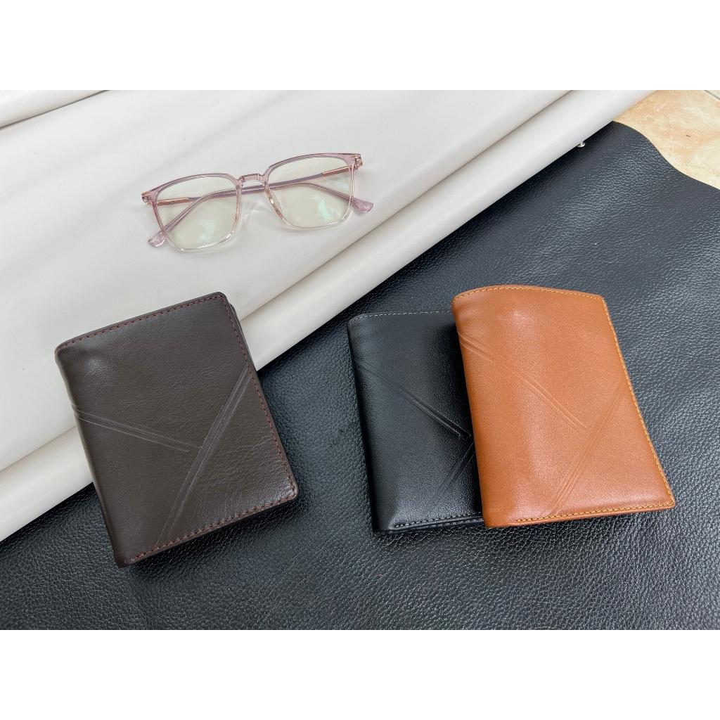 Ví Nam Da Bò Nappa Sọc L Tc - Ví Nam Da Hàng Cao Cấp Chất Da Bò Thật 12x 9.x 2.5 cm - GENNIN STORE