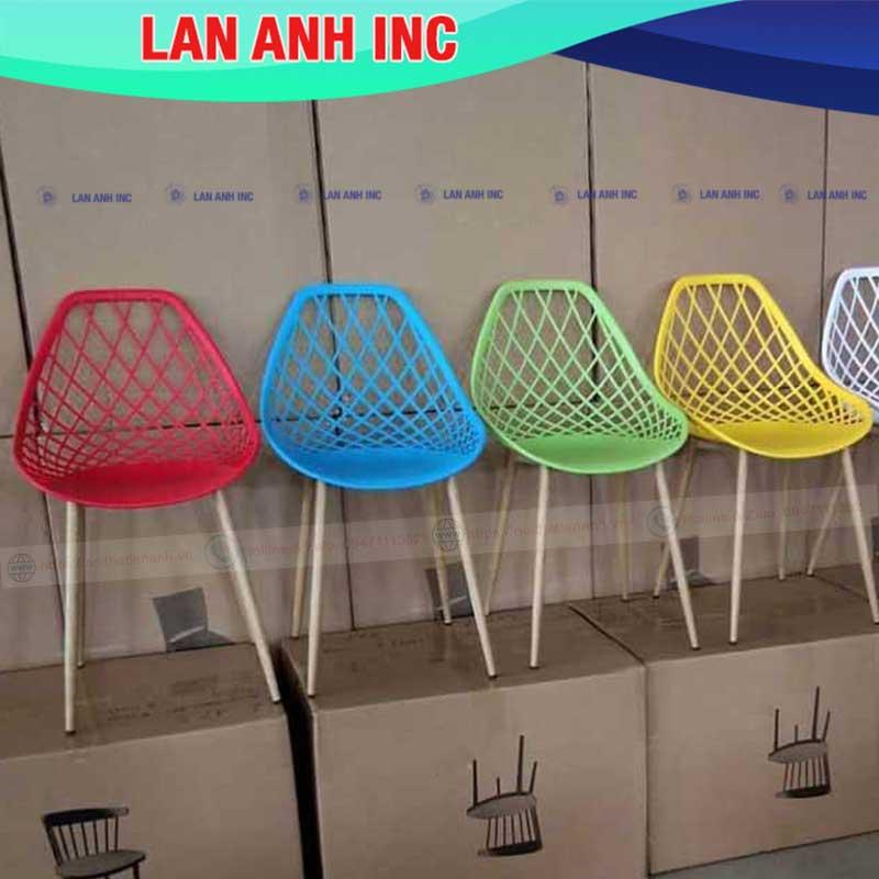 Ghế nhựa cafe văn phòng bàn ăn cao chân sắt sơn tĩnh điện đẹp hiện đại LAE4012
