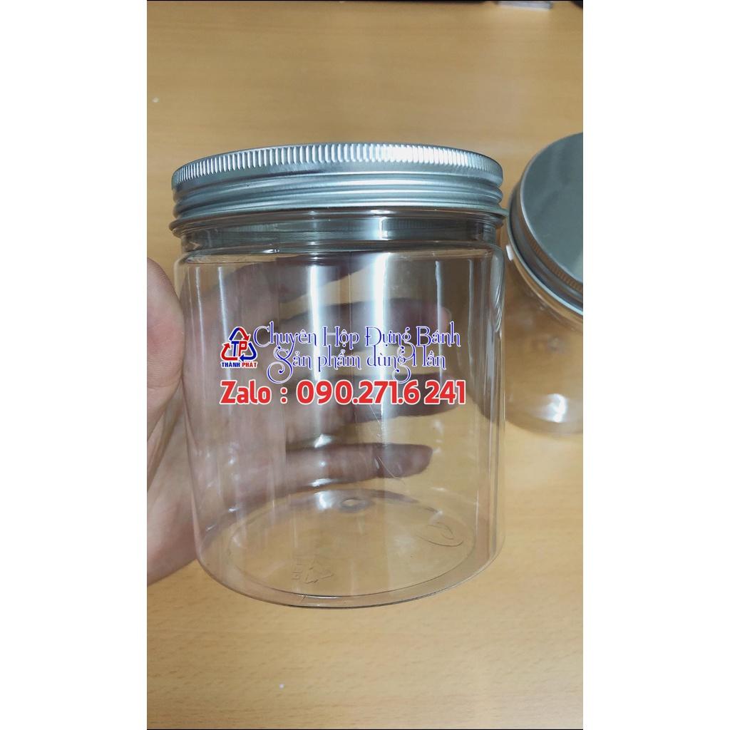 10 Hủ nhựa nắp nhôm bạc 600ml đựng bánh qui, quà tết,mứt, hạt dưa, hạt điều