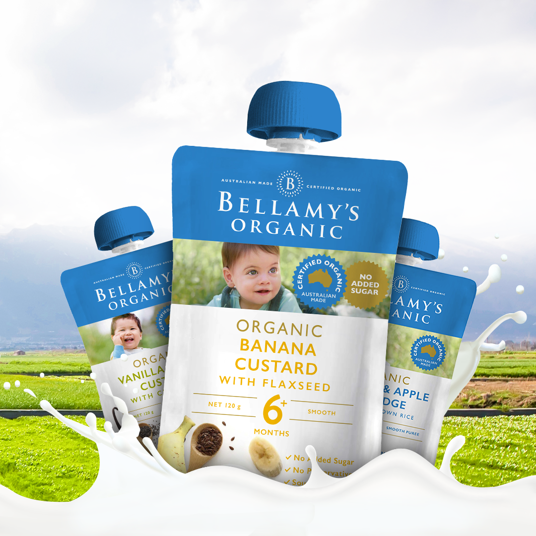 Combo 6 Túi Hỗn Hợp Kem Sữa Chuối với Hạt Lanh Hữu Cơ Bellamy's Organic