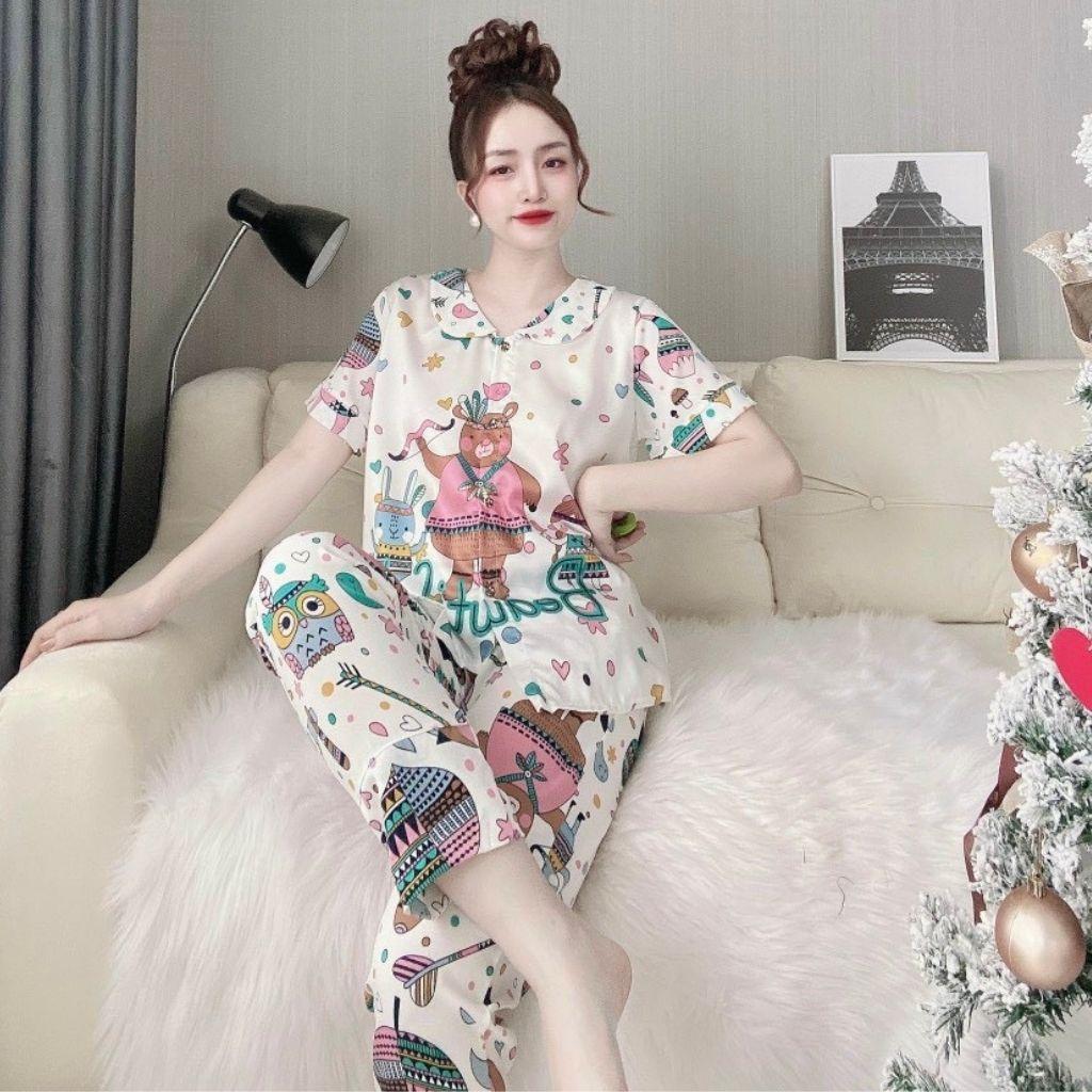 Đồ Ngủ Pijama Đồ Ngủ nữ lụa Latin thiết kế cao cấp mềm mại xinh xắn&lt;60kg