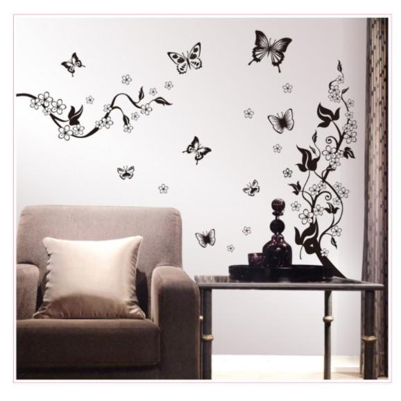 Decal trang trí tường Bướm đen