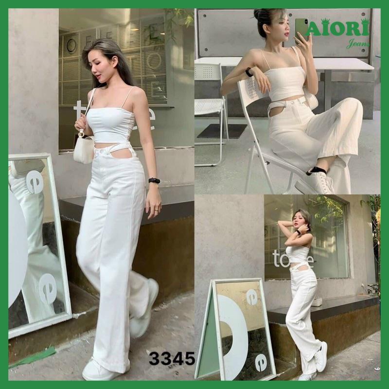 Quần Jeans Nữ - Quần Bò Jeans Nữ Ống Rộng Lưng Kiểu Jeans Ống Suông Màu Trắng Ulzzang Cực Xinh