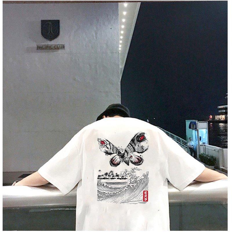 Áo phông nam nữ tay lỡ quái vật biển vải dày mịn 2021T3171