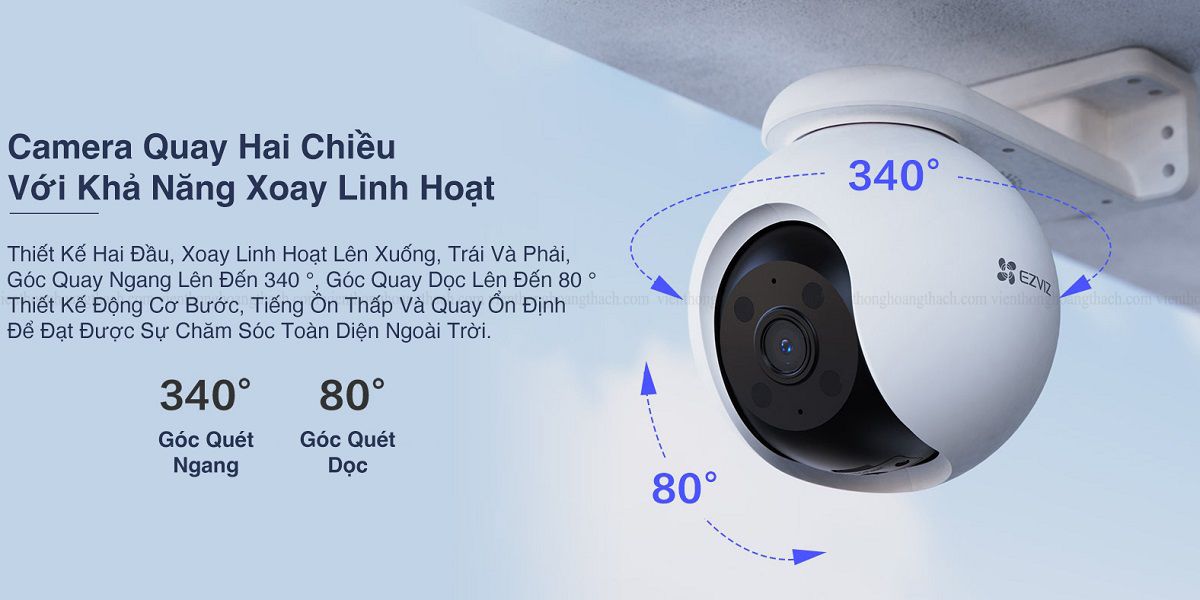 Camera WiFi EZVIZ H8 3K - Độ Phân Giải 5MP, Bao Phủ Toàn Cảnh 360 Độ, Phát Hiện Con Người, Đàm Thoại 2 Chiều - HÀNG CHÍNH HÃNG