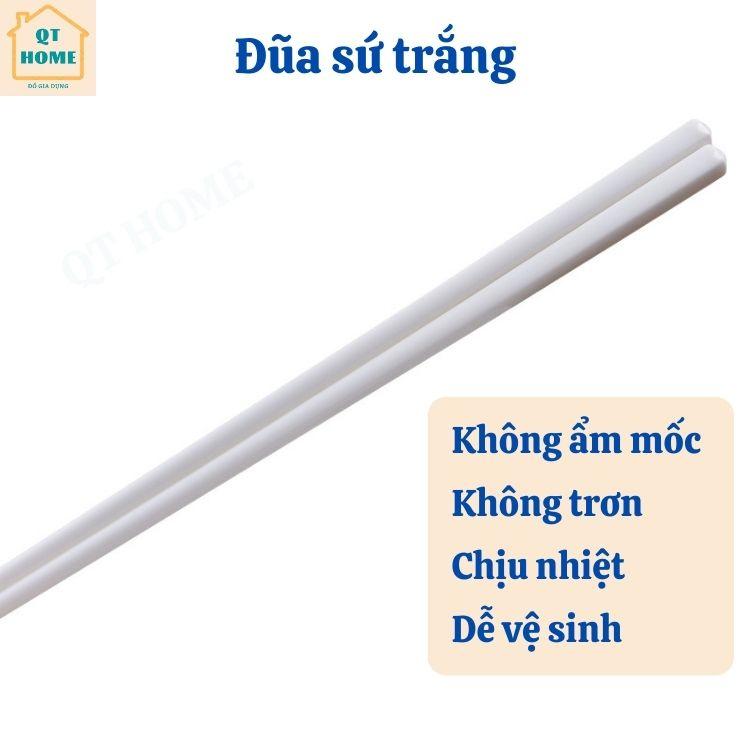 Đũa Sứ Màu Trắng, An Toàn, Không Mốc, Không Trơn, Chịu Nhiệt