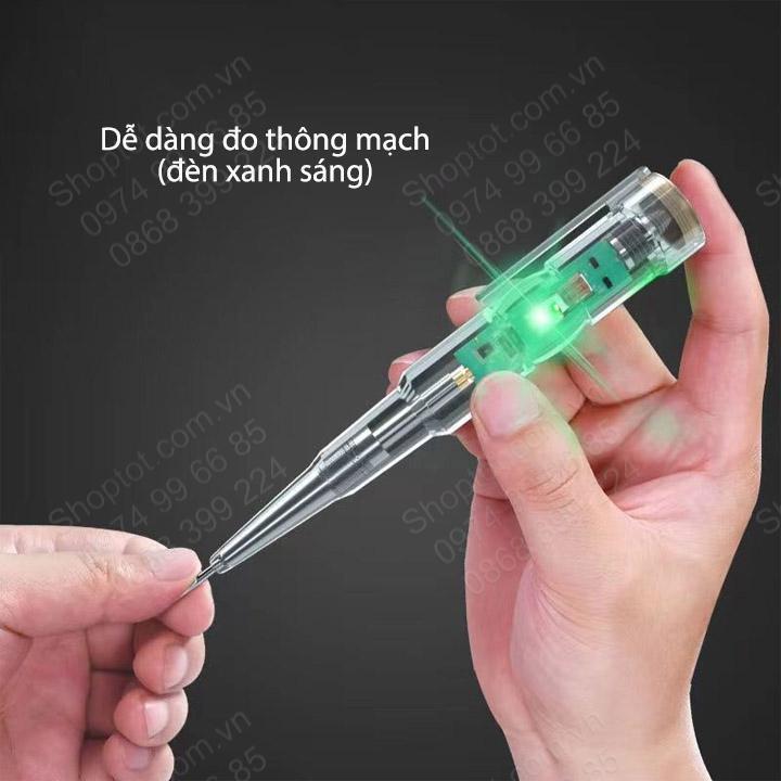 Bút thử điện thông minh thế hệ mới, loại 2 đèn LED và có âm thanh cảnh báo, kiểm tra dây điện đứt ngầm, đo thông mạch