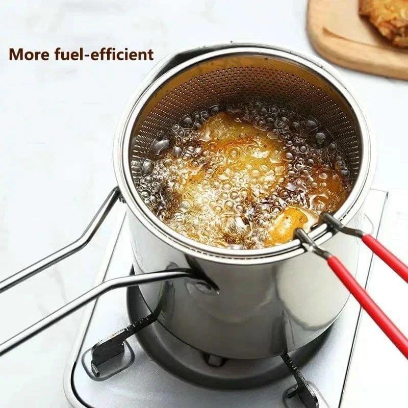 Nồi Chiên Ngập Dầu, Nồi Chiên Mini Siêu Tiết Kiệm Dầu Inox Sus304 Phù Hợp Với Bếp Điện, Từ, Gas, Tặng Kèm Rổ Chiên Dày Dặn - Hàng Chính Hãng