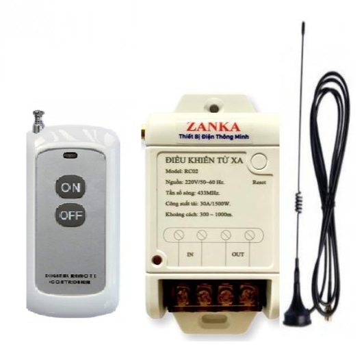 Công tắc điều khiển từ xa 200M~400M/30A/220V sóng RF433Mhz
