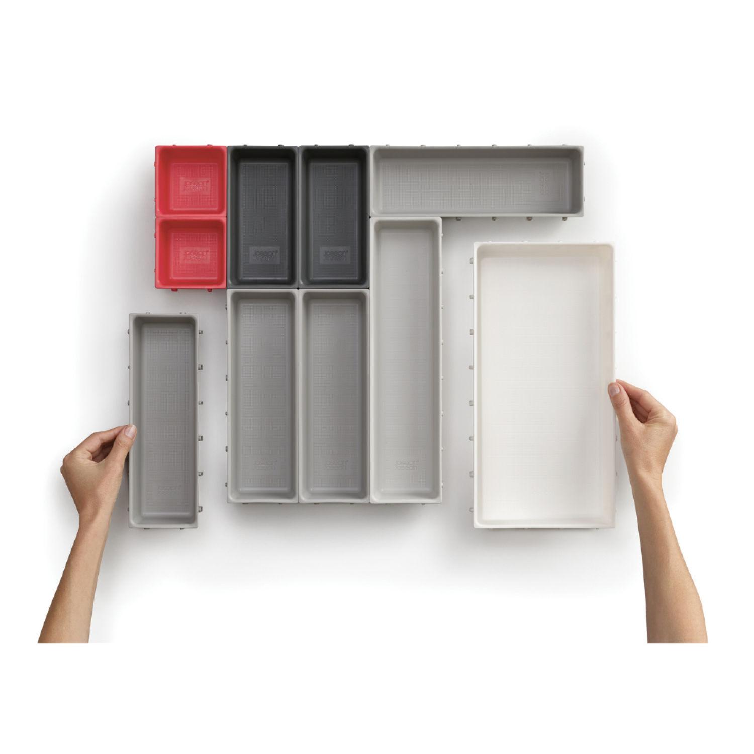 Bộ 10 khay chia ngăn kéo đựng đồ Joseph Joseph Duo 003550 (Đỏ/Xám) - Drawer Organiser Set (Grey/Red)