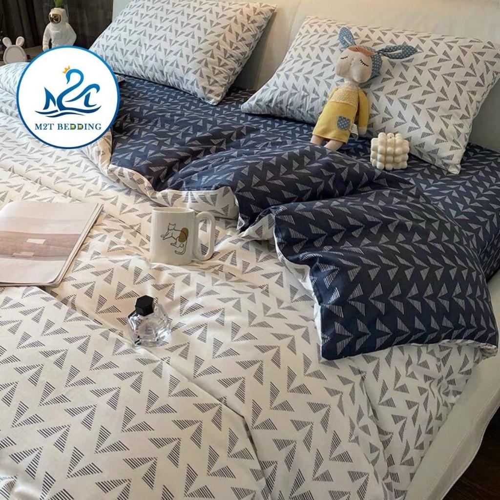 Bộ chăn ga gối Cotton poly M2T bedding gồm vỏ chăn mền, drap ga giường và 2 vỏ gối nằm họa tiết Viking