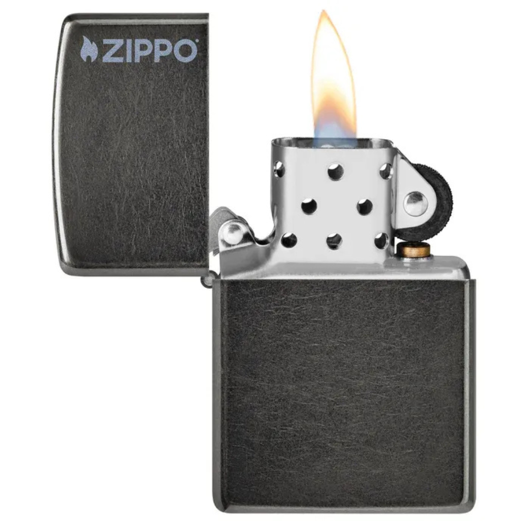 Bật Lửa Zippo Grey Classic Logo Xám Cổ Điển Chính Hãng USA – Zippo Regular Standard Logo Chống Gió Cao Cấp