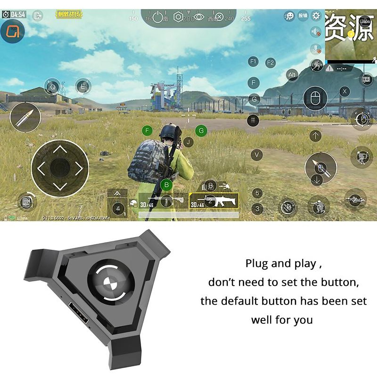 VINETTEAM Bộ Điều Khiển Bàn Phím Chuột Chuyển Đổi Di Động Tay Cầm Chơi Game PUBG cho Điện Thoại IOS, Android,PC Bluetooth Adapter- Hàng Nhập Khẩu